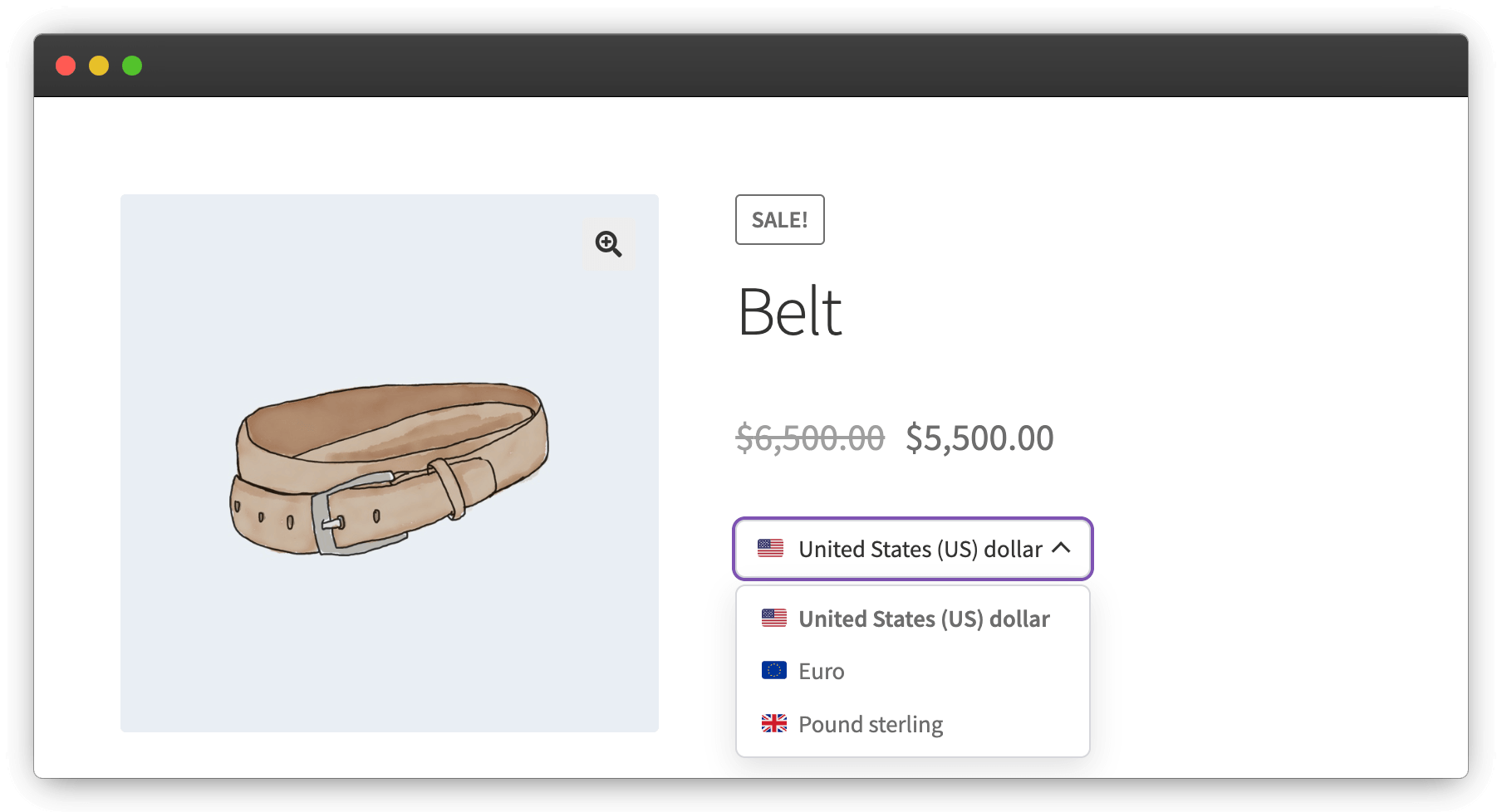Switcher under the product price